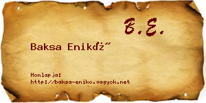 Baksa Enikő névjegykártya